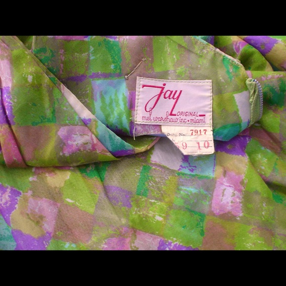 Vintage GREEN+Purple Surplice Bust Dance Dress XS - Picture 6 of 11